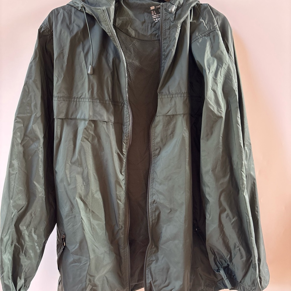 Geek Lighting Men's Hooded Rain Jacket, Hunter Green, Large